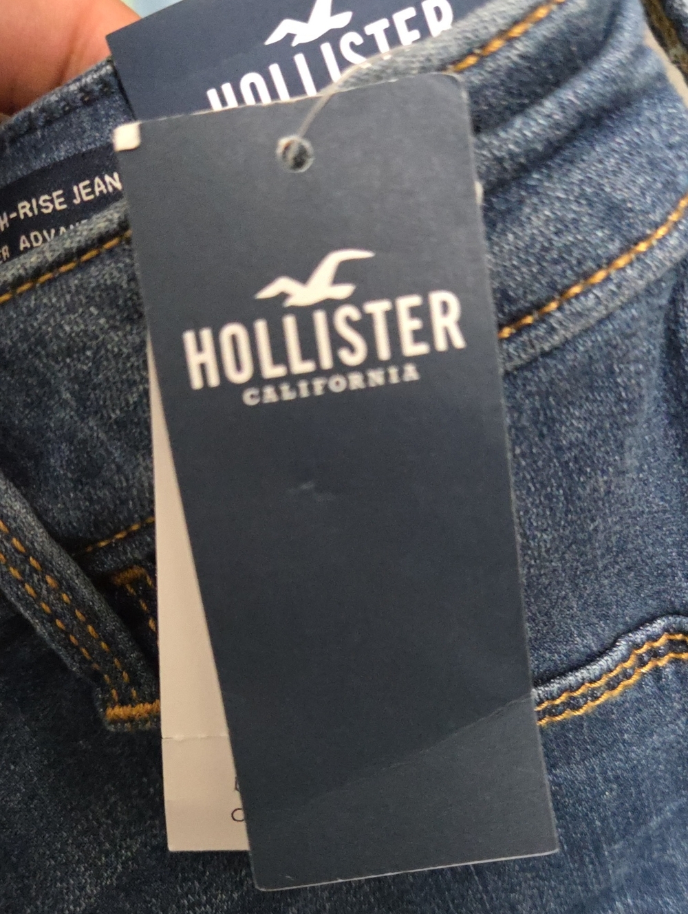 Nwt Hollister Distressed Mid-Blue High-Rise Skinny Jeans - Picture 6 of 8